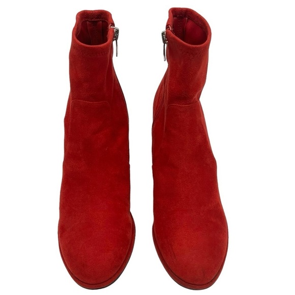 Marc Fisher Lizzy Red Microsuede Block Heel Casual Ankle Booties Women’s 8.5 - Picture 4 of 14
